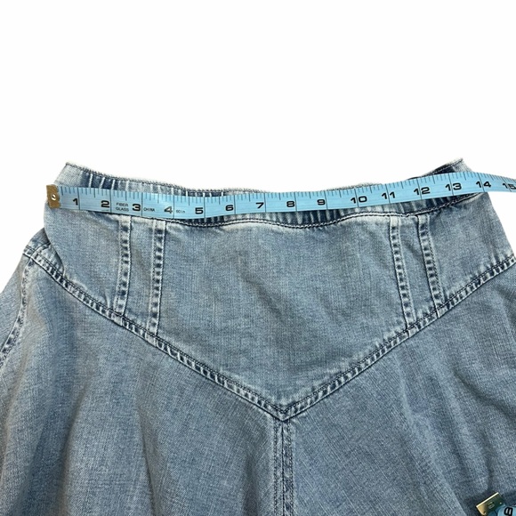 Aerie Blue Denim Circle Mini Skirt Asymmetrical Hem Womens Size Medium NWT - Picture 9 of 11